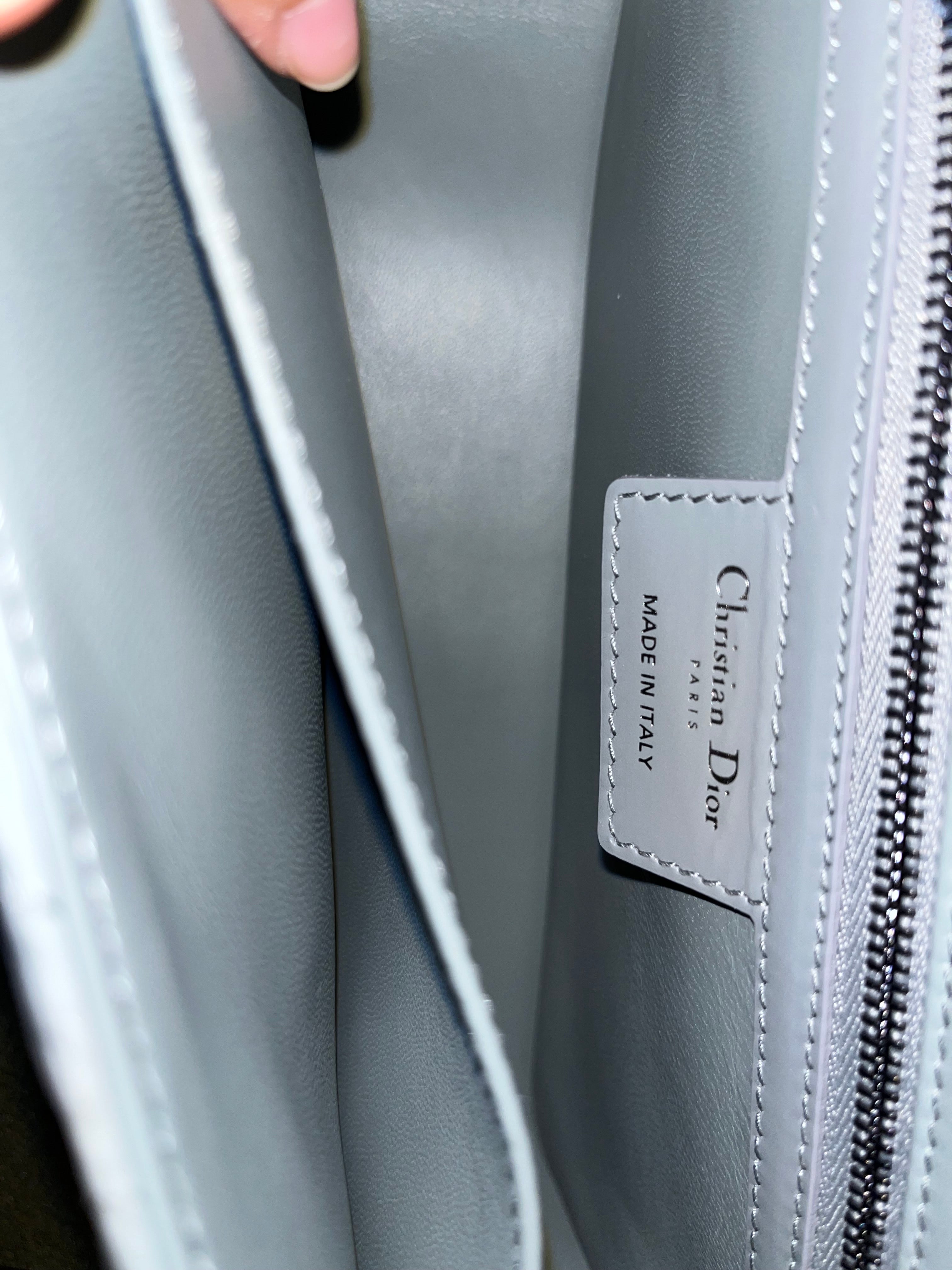 Large Dior Toujours Bag Stone Gray Macrocannage Calfskin