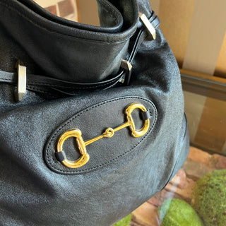 GUCCI Horsebit 1955 Messenger Black Leather Crossbody Bag