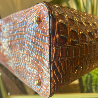 BRAHMIN Duxbury Brown Melbourne Croc Embossed Leather Satchel Bag