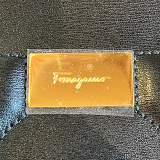 FERRAGAMO City Gancio Black Leather Pouch Clutch Bag