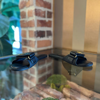 DIOR Black Lambskin Riviera Dioract Slides SZ 38.5 (US 8.5)