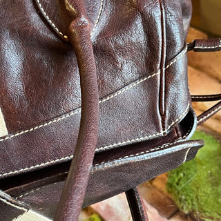 PRADA Buckle Striped Brown Shoulder Bag