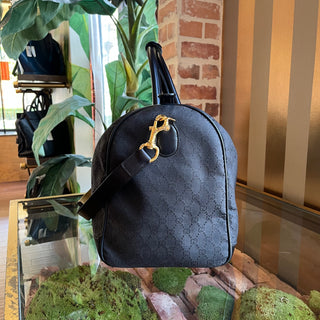 GUCCI XL Zip Duffle Vintage Web Canvas Travel Bag
