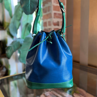 LOUIS VUITTON Noe Green Blue Epi Leather Vintage Bucket Bag