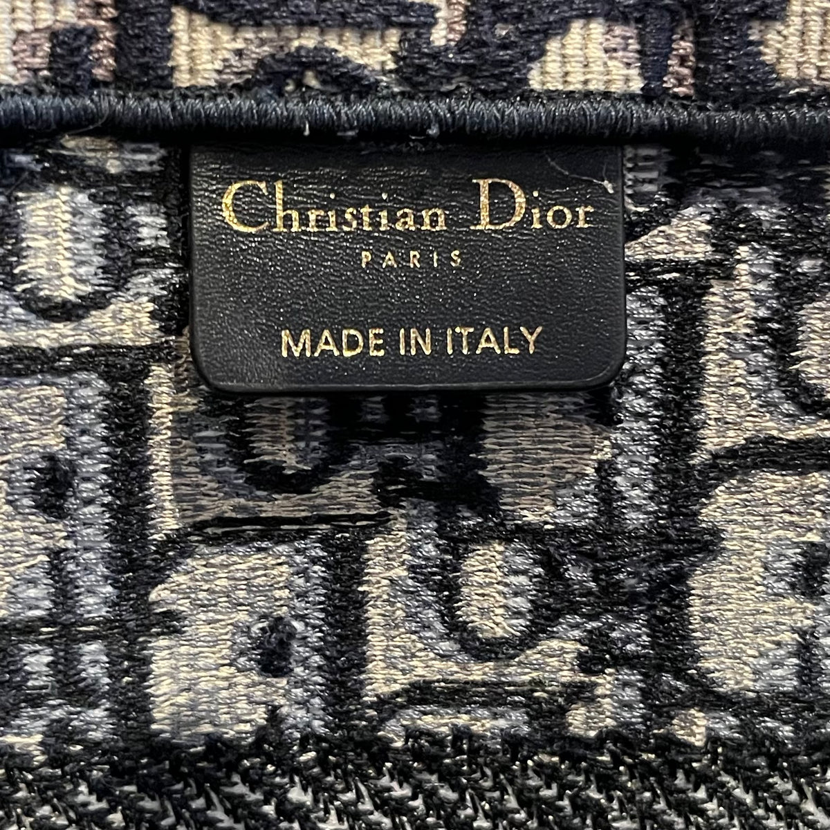 DIOR Ecru & Blue Dior Oblique Embroidery Medium Book Tote - The Purse ...