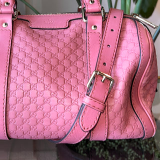 GUCCI Joy Boston Purple Guccissima Embossed Leather Satchel Bag