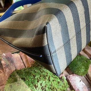 FENDI Pequin Stripe Coated Canvas Hobo Bag