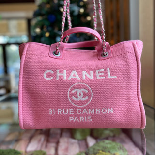 CHANEL Deauville Small Pink Canvas Tote