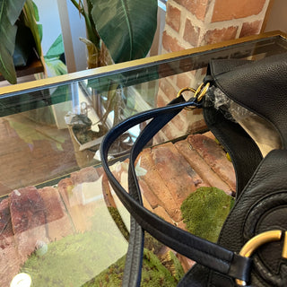 GUCCI Twill Black Grained Leather Hobo Bag