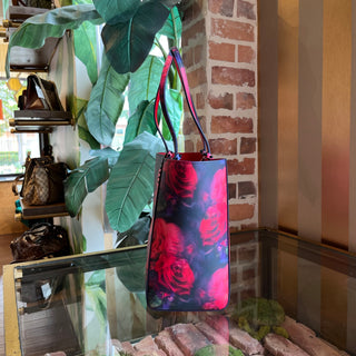 CHRISTIAN LOUBOUTIN Cabata Red Roses Leather Shoulder Tote Bag