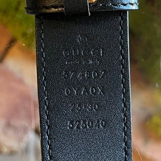 GUCCI Interlocking G Two Tone Buckle Black Leather Belt SZ 75/30