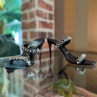 LOUBOUTIN Black Leather Stud Heels SZ 36 (US 6)