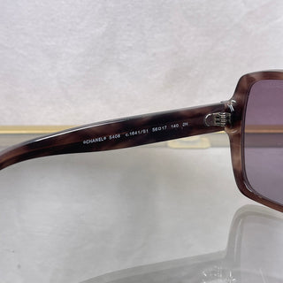 CHANEL 5408 1641/S1 Light Brown Purple Tortoise Acetate Square Sunglasses