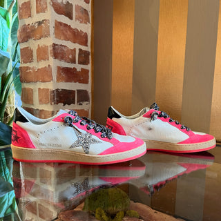 GOLDEN GOOSE Ballstar White Leather Pink Suede Sneakers SZ 39 (US 9)