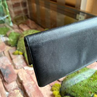 CHANEL Black Caviar Leather Fold-Over Wallet