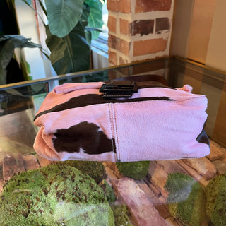 FENDI Mama Pink Brown Cow Print Pony Hair Shoulder Bag