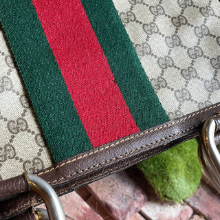 GUCCI Vintage Vertical GG Monogram Supreme Web Tote Top Handle Bag