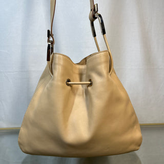 GUCCI  Leather Drawstring Tan Shoulder Bag