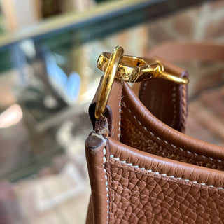 HERMÈS Evelyne TPM Gold Taurillon Clemence Leather Crossbody Bag