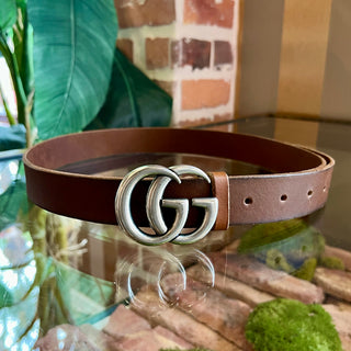 GUCCI Marmont Brown Raw Leather Belt  Sz 65/31