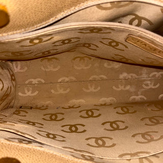 CHANEL Chocolate Bar Beige Caviar Leather Tote Bag