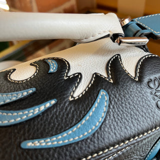 LOEWE Small Cowboy Puzzle Black Blue Western Shoulder Bag