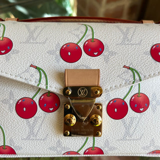 LOUIS VUITTON x Takashi Murakami Monogram Cerises Pochette Métis East West White Shoulder Bag