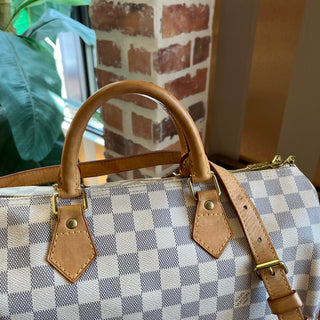 LOUIS VUITTON Speedy Bandouliere 35 Damier Azur Canvas Satchel