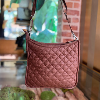 MZ WALLACE Terracotta Quilted Nylon Box Crossbody Bag
