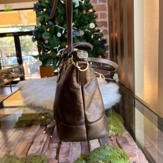 GUCCI Heart-Bit Brown Metallic Guccissima Leather Tote