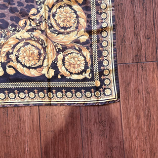 VERSACE Barocco Leopard Print Silk Scarf