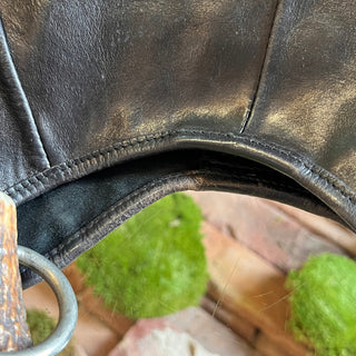 SAINT LAURENT Mombasa Horn Black Leather Vintage Hobo Bag