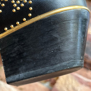 CHLOÉ Studded Gold/Black Leather Booties SZ 38.5 (US 8.5)