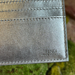 FENDI Fendigraphy Wallet on Chain Metallic Silver Leather Crossbody Bag