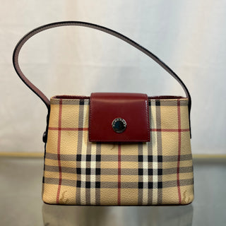 BURBERRY Mini Haymarket Beige/ Red Shoulder Bag