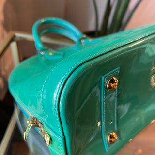 LOUIS VUITTON Monogram Vernis Alma Turquoise PM