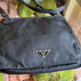 PRADA Flat Double Sided Black Nylon Crossbody Bag