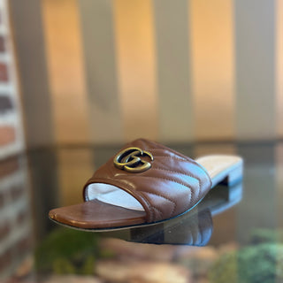 GUCCI Brown Quilted Matelasse Sandals SZ 39 (US 9)