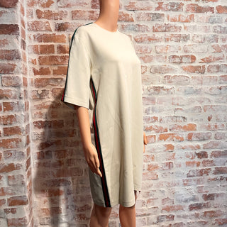 GUCCI Cream Web Stripe Viscose Knee-Length Dress SZ40(4US/S)