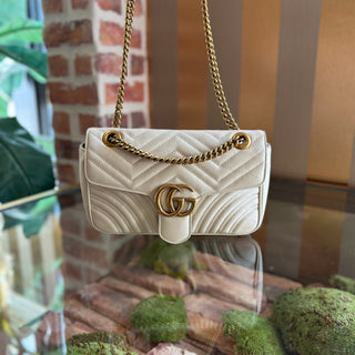 GUCCI White Double G Marmont Crossbody