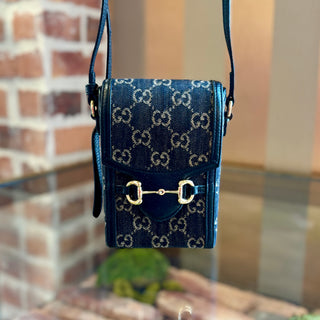 GUCCI GG Denim 1955 Horsebit Mini Bag