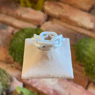 HERMES White Enamel Chain De Ancre Scarf Ring
