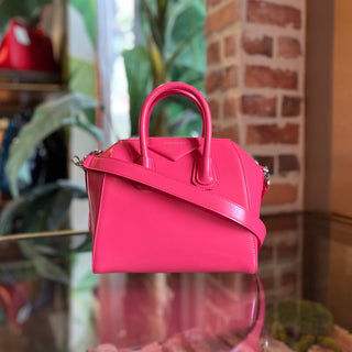 GIVENCHY Antigona Mini Hot Pink Smooth Calfskin Leather Top Handle Bag