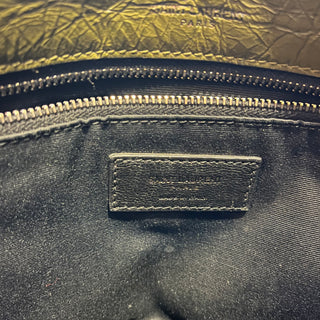 SAINT LAURENT Medium Niki Green Quilted Crinkled Leather Shoulder Bag