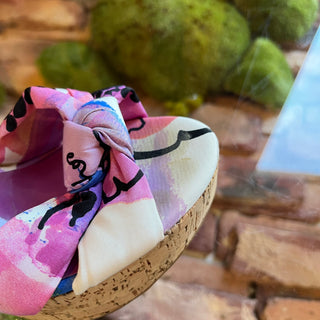 JIMMY CHOO Purple Gleam Printed Cork Wedge Sandals SZ37(7US)