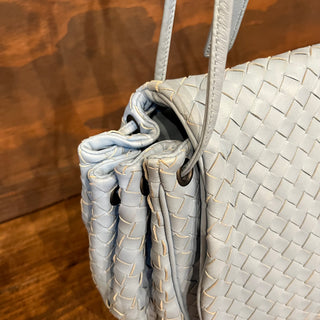 BOTTEGA VENETA Blue Intrecciato Nappa Leather Drawstring Crossbody