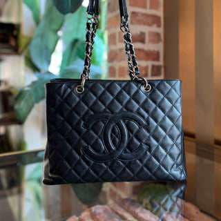 CHANEL GST Grand Shopper Black Caviar Leather Quilted Tote