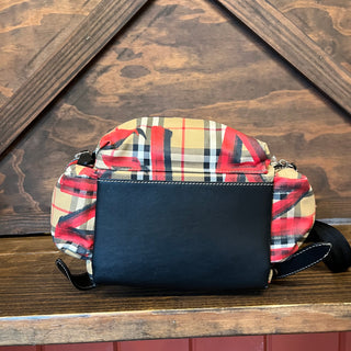 BURBERRY Large Vintage Check Graffiti Print Red Rucksack Backpack