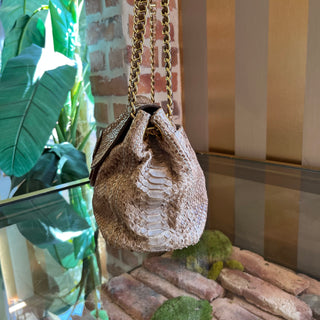 PRADA Pitone Delave Flap Beige Snakeskin Shoulder Bag