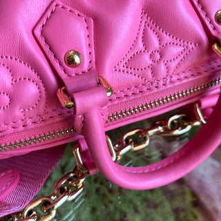 LOUIS VUITTON Bubblegram Papillon BB Dragon Fruit Monogram Leather Satchel Bag